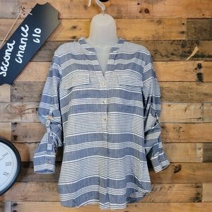 Ivanka Trump womens blue and white stripped blouse size medium